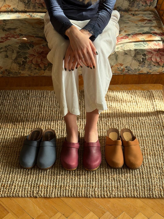 Nubuk Swedish Clogs,Low Heel Leather Clogs,Cognac Women Clogs,Closed Toe Clogs,Brown Nubuck Clogs,Burgundy Clogs,Navona Clogs, Rina