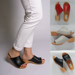 Ready to ship size US9, Leather clogs, Women leather mules, Sandals clogs, Swedish clogs, Leather sandals, Handmade clogs,Summer shoes,Clogs