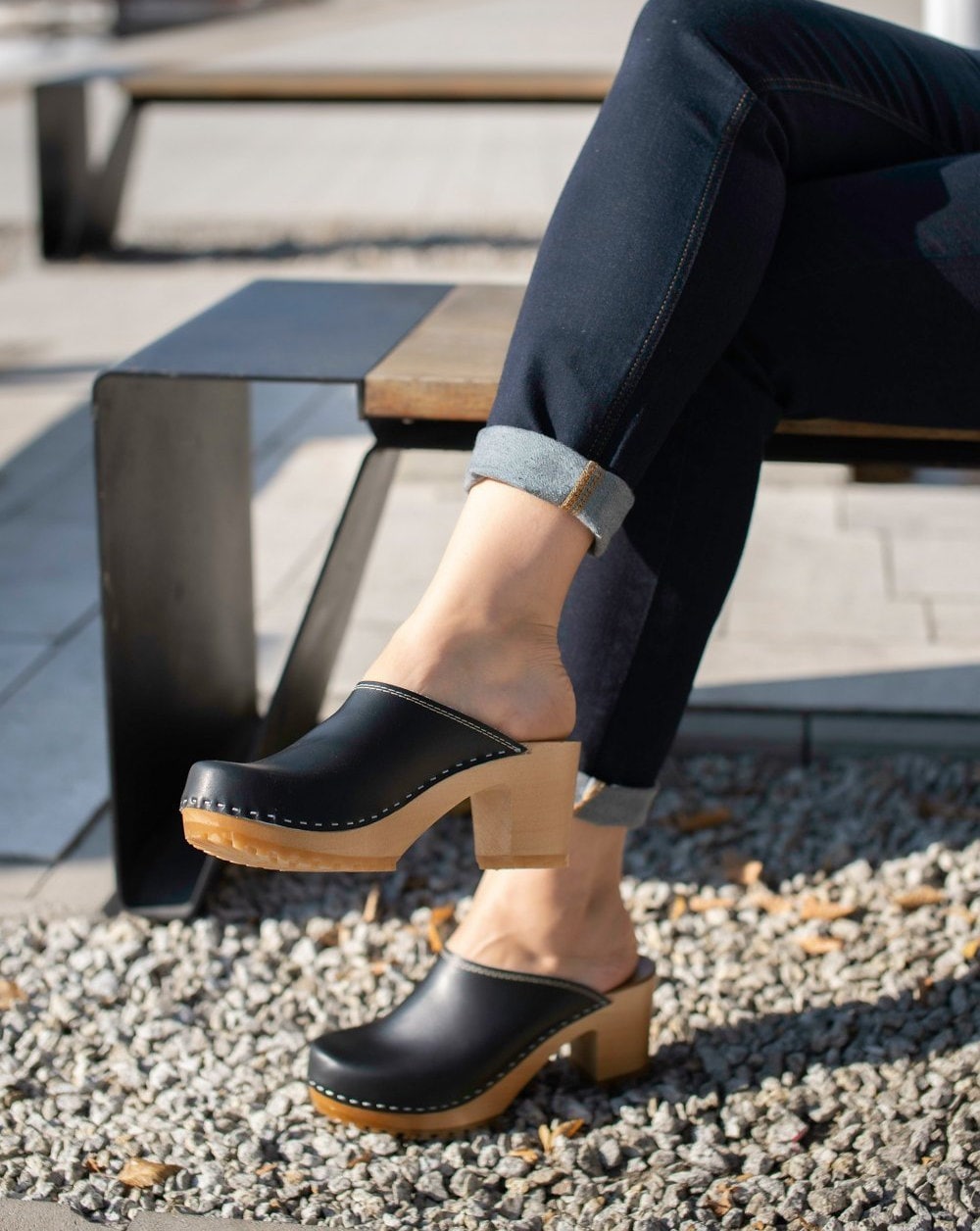 high heel clog mules