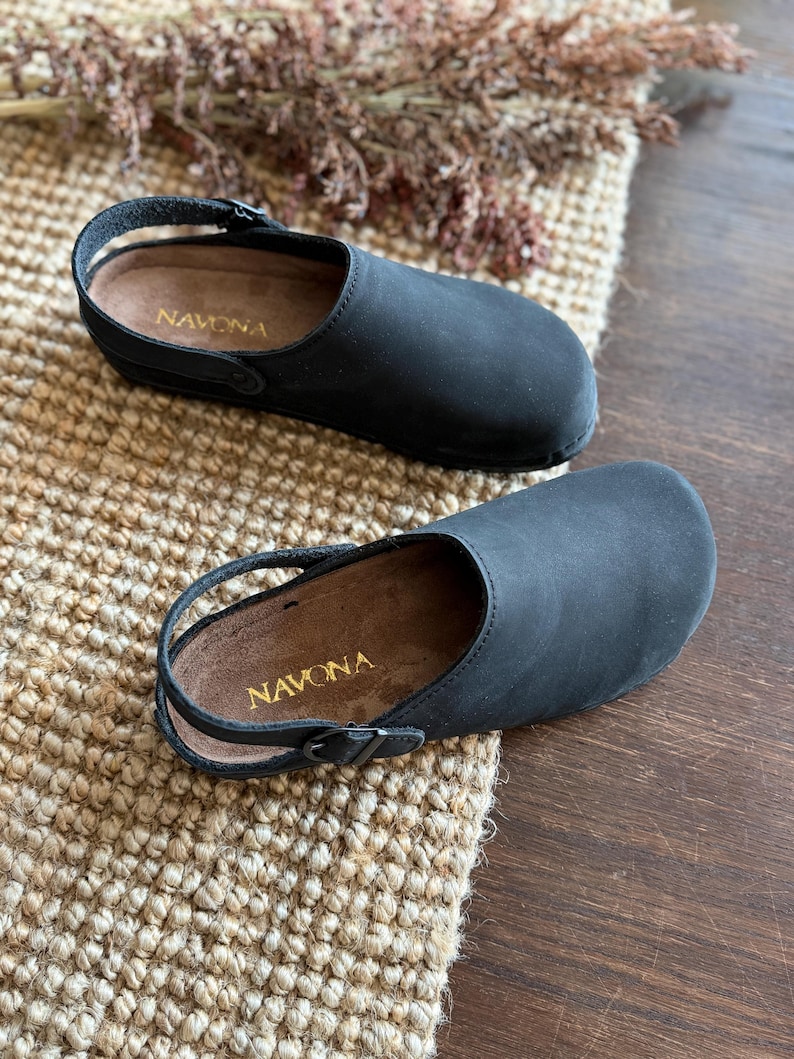 Mila - Wide Toe Box Shoes,Women Barefoot,Anatomical Slip-On,Barefoot Mules,Wide Toe Box Moccasins,Leather Mules,Nubuck Mules,Navona Clogs image 13