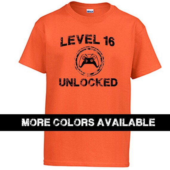 Youth Kids 16th Birthday Shirt Level 16 Unlocked Gamer Etsy