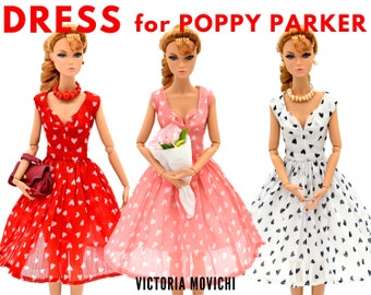 Poppy Parker Dress with Petticoat - 12 inch Poppy Parker doll clothes. Poppy Parker Chiffon Gown - Poppy Parker Clothes.