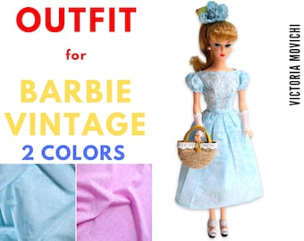 Blue Outfit for Barbie Vintage, Reproduction, Bild Lilli 12 inch Dolls.