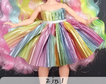 MelodyPanic Creations: "Rainbow Reverseable Dress" | LOL OMG | Doll Clothes | Fashion | Rainbow | 2in1 | Shimmer | Pastel |