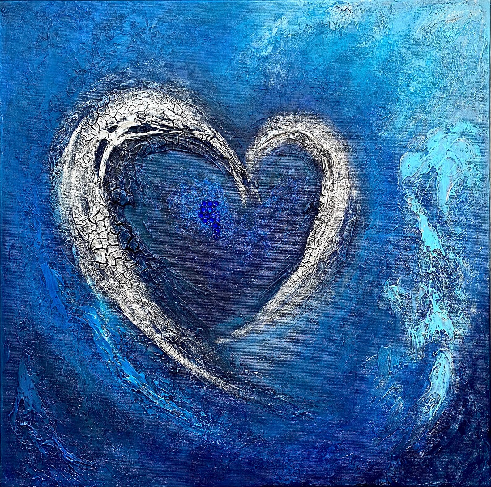 Herz des Ozeans abstrakte blaue Malerei Etsy