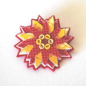 Red & Yellow Flower Brooch