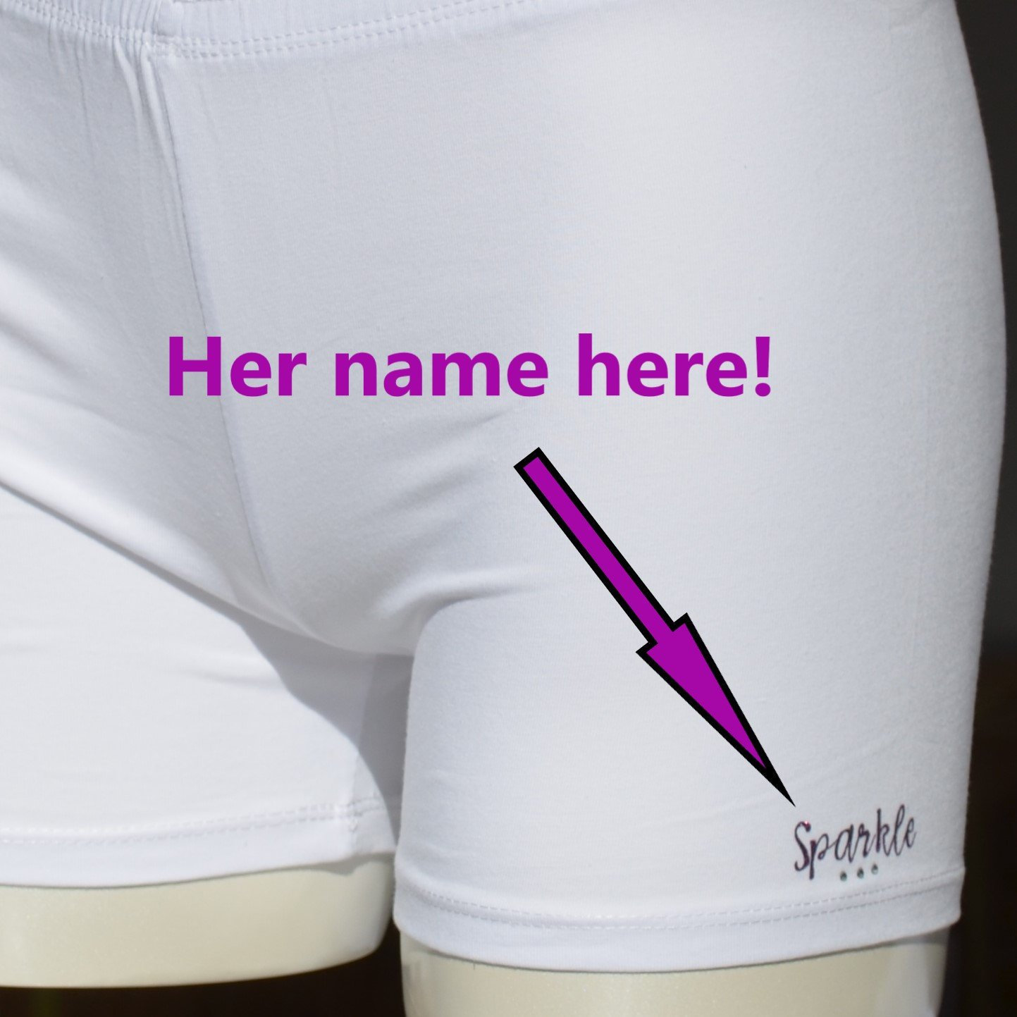 Girls Custom White Personalized Under Dress Biker Short for Playground ...