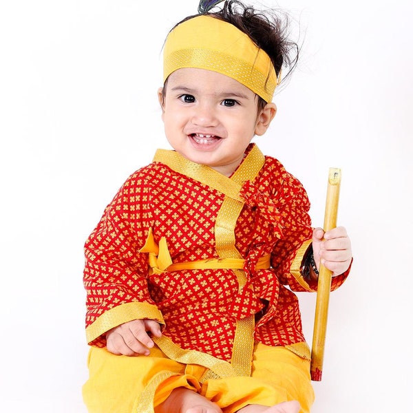 Baby Boy Krishna Outfit -Janmashtami Krishna Dhoti Kurta Set For Boys/ Kanha Dress / Janmasthami Outfit/ Krishna Dress