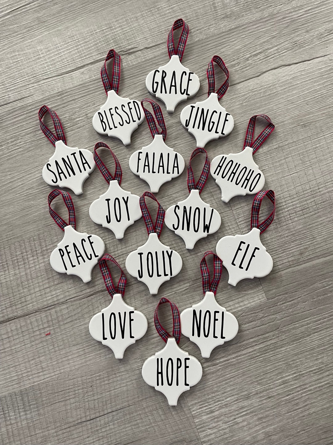 Rae Dunn Inspired Christmas Ornament, Custom Ornament, Ceramic Tile
