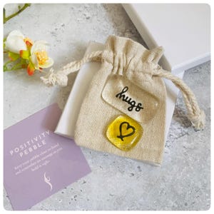 Fused Glass "Hugs" Pebble Set: Pocket Positivity Gift