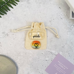 Pride Fused Glass Pebble Set: LGBTQ+ Pocket Hug, Gift Boxed