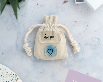 Fused Glass Hope Pebble Set: Pocket Positivity Gift, Letterbox Present