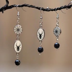 Black Skull Spiderweb Dangle Charm