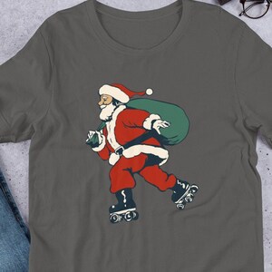 Unisex t-shirt Roller Skating Santa Claus
