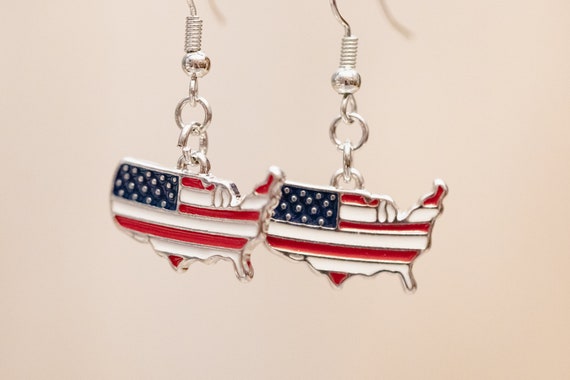 4th of July Polymer Clay Flag Earrings memorial Day independence  Daypatriotic American red, White, and Blue stars stripes nickel Free - Etsy