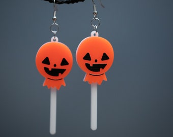 Halloween Jack o Lantern Lollipop Earrings