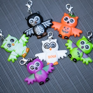 Halloween Owl Charm, Zipper Pull, Stitch Marker
