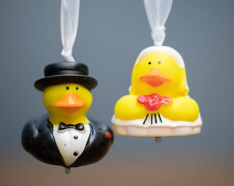 Rubber Duck Bride and Groom Ornaments, Wedding Ornament
