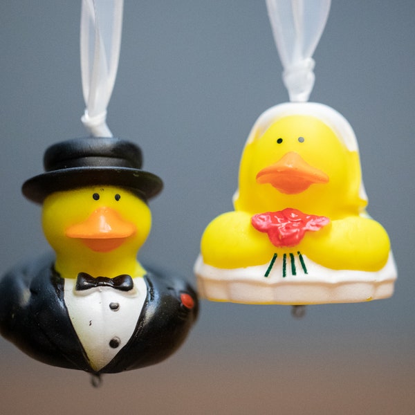 Rubber Duck Bride and Groom Ornaments, Wedding Ornament