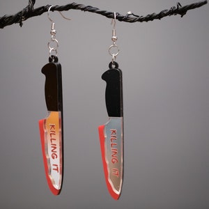 Bloody Knife Acrylic Earrings- Killing It