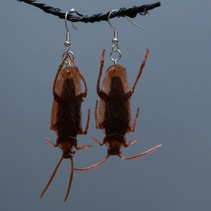 Creepy Brown Roach Halloween Earrings