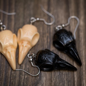 Bird Skull Earrings- Raven Skull Earrings