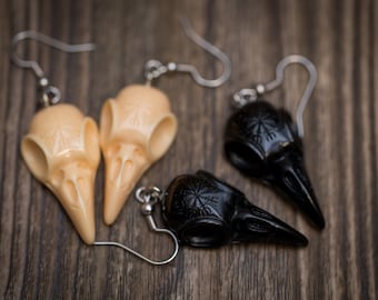 Bird Skull Earrings- Raven Skull Earrings