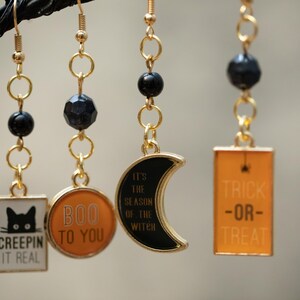 Halloween Quote Earrings: Creep It Real, Boo To You Charms
