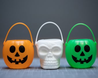 Miniature Plastic Blow Mold Halloween Bucket, Trick-or-Treat Pail for Doll or Elf