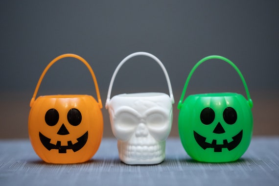 Skull Halloween Pail Orange