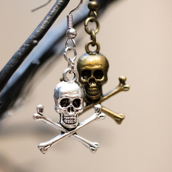 Skull and Crossbones Earrings, Pirate Earrings, Skull Earrings