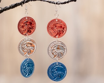 Patriotic Toy Coin Earrings, 4th of July, Memorial Day