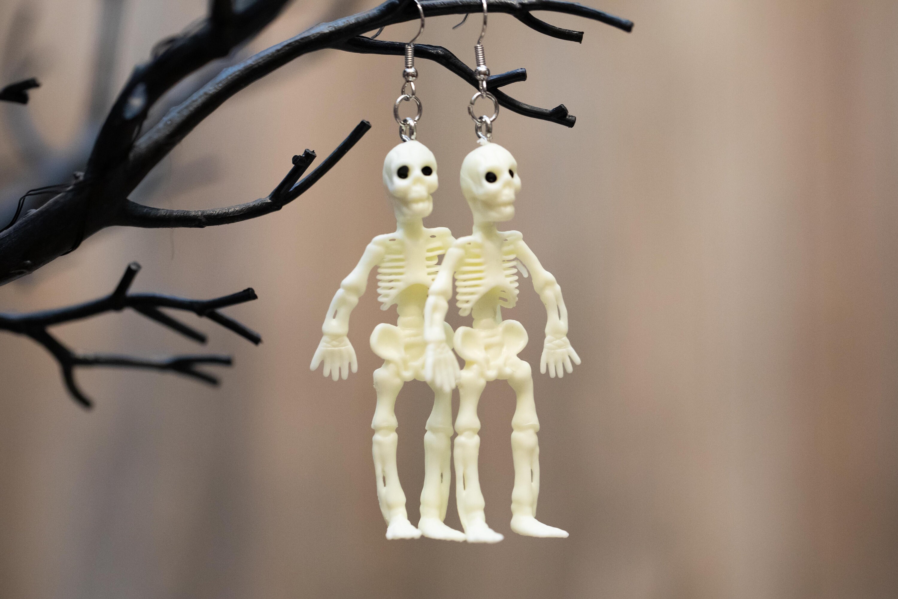White skeleton online earrings