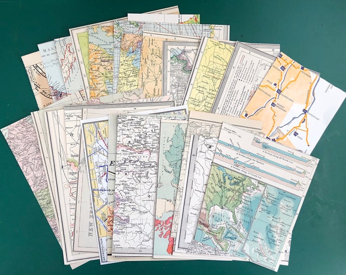 Maps Scraps & Offcuts - 25+ Vintage Map Sheets, Atlas and Book Pages ...