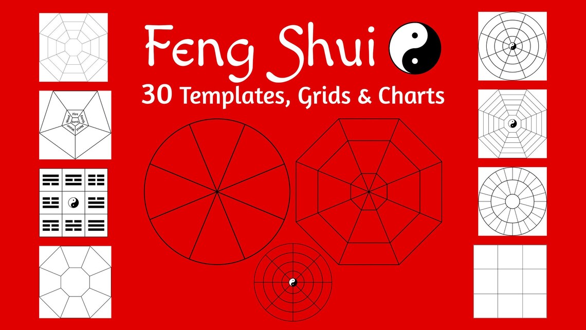 FENG SHUI Bagua Templates 30 Printable Grids &amp; Charts Luo | Etsy UK