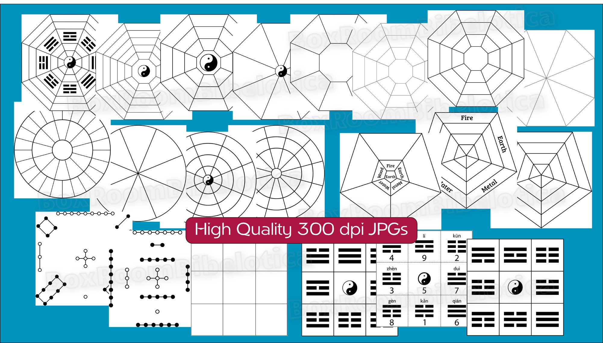 FENG SHUI Bagua Templates 30 Printable Grids &amp; Charts Luo | Etsy UK