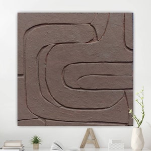 Large 3D Textured Wall Art Brown Geometric Relief Sculpture