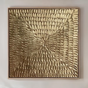 Extra Large Gold Leaf Canvas Art Modern Textured Metallic Painting