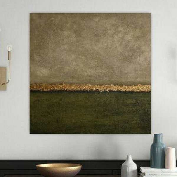 Green and Gold Leaf Wall Art Etsy