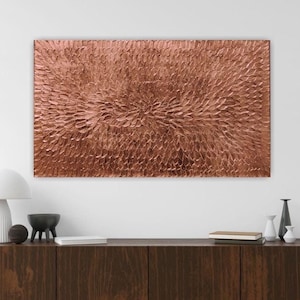 Oversized Copper Wall Art – Textured Abstract Painting on Canvas with Copper Leaf – Modern Luxury Vertical Home Decor