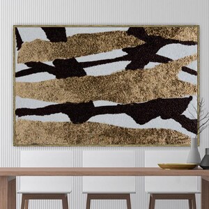 Gold and Black Lines Wall art  Gold Leaf Paintings on Canvas Minimalist Art Wall Art Livingroom