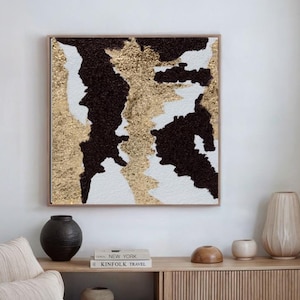 Grande peinture abstraite, art mural doré, peinture originale en feuille d'or, art contemporain, peinture murale d'art sur toile