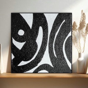 Wabi Sabi Black and White  Artwork Japandi wall art Textured wall art Original painting on canvas