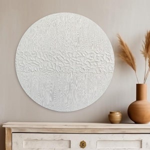 Circle Painting  Minimalist Art White Circular Wall Art White Round Wall Art Canvas wall art