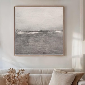 Oversized Gray Wabi Sabi Canvas Art Minimalist Textured Painting