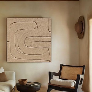 Grande sculpture murale Wabi Sabi, peinture, art mural minimaliste, art mural beige, art mural 3D moderne