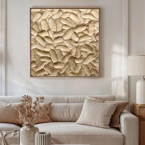 Large Gold Abstract Painting Textured Golden Foil Wall Art
