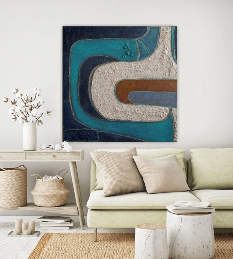 MCM Wall Art Mid Century inspired Painting MCM Abstract Painting Original sculptural Midcentury Modern Wall art Midcentury Shapes Art image 2