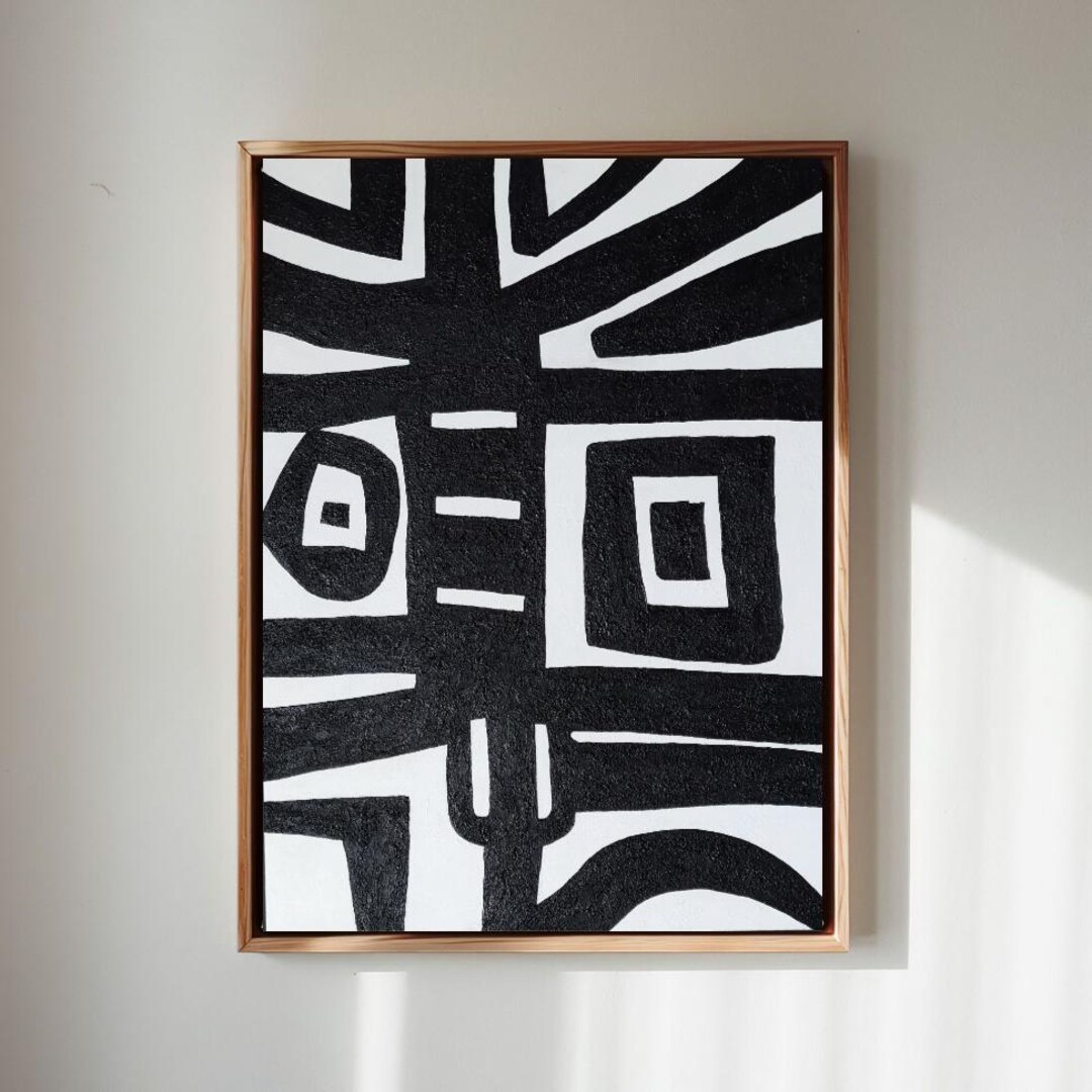 Wabi Sabi Wall Art Abstract Black and White Textured Canvas Acrylic ...