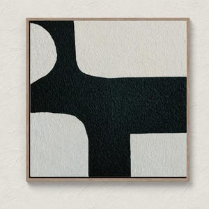 Grande peinture en noir et blanc Art minimaliste, texture, peinture d'art mural, peinture moderne sur toile